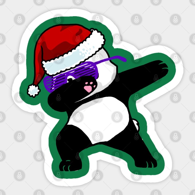 Dabbing Panda Shirt Kids Santa Hat Holiday Gift Panda Lovers Sticker by vo_maria